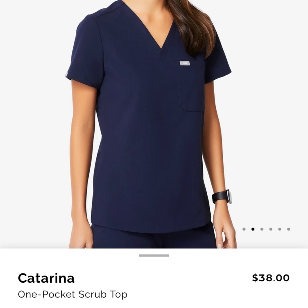 FIGS: BLACK Catarina one-pocket scrub top